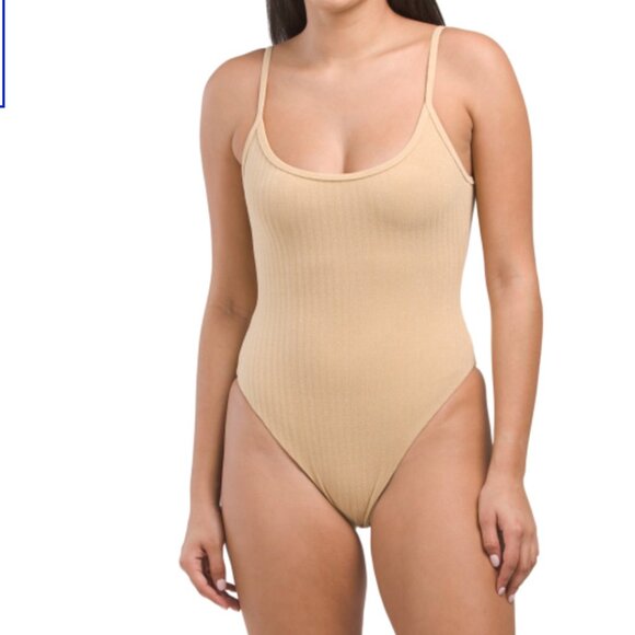 WEWOREWHAT Beige Scoop Cami One-piece Swimsuit - Picture 1 of 2